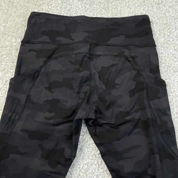 Lululemon Fast Free Tight Legging Camo Pockets Black Gray - Picture 8 of 12
